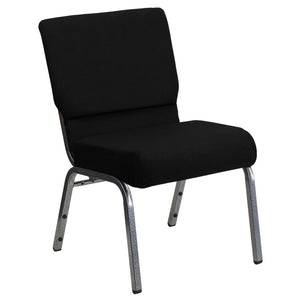English Elm HERCULES 21''W Stacking Church Chair - Comfortable Seating for Flexible Layouts and Events Black Fabric/Silver Vein Frame XU-CH0221-BK-SV-GG