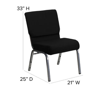 English Elm HERCULES 21''W Stacking Church Chair - Comfortable Seating for Flexible Layouts and Events Black Fabric/Silver Vein Frame XU-CH0221-BK-SV-GG