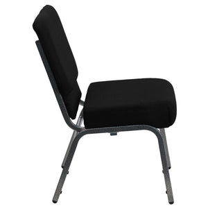 English Elm HERCULES 21''W Stacking Church Chair - Comfortable Seating for Flexible Layouts and Events Black Fabric/Silver Vein Frame XU-CH0221-BK-SV-GG