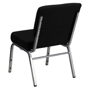 English Elm HERCULES 21''W Stacking Church Chair - Comfortable Seating for Flexible Layouts and Events Black Fabric/Silver Vein Frame XU-CH0221-BK-SV-GG