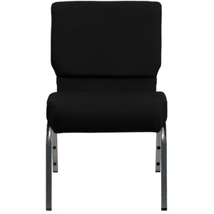 English Elm HERCULES 21''W Stacking Church Chair - Comfortable Seating for Flexible Layouts and Events Black Fabric/Silver Vein Frame XU-CH0221-BK-SV-GG