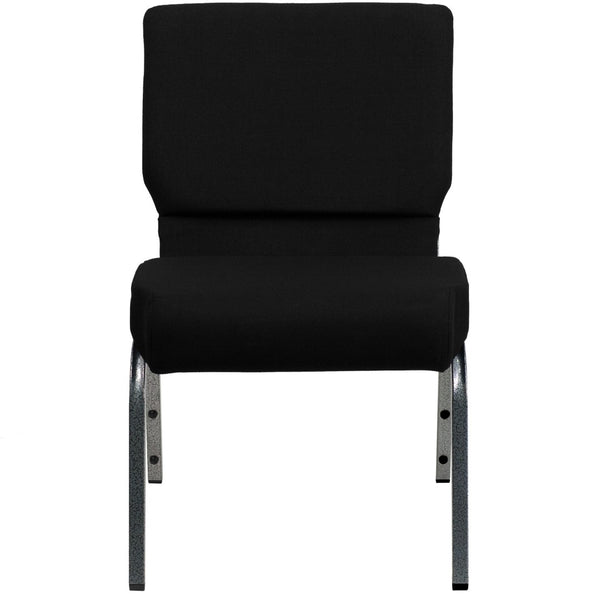 English Elm HERCULES 21''W Stacking Church Chair - Comfortable Seating for Flexible Layouts and Events Black Fabric/Silver Vein Frame XU-CH0221-BK-SV-GG