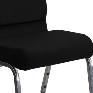 English Elm HERCULES 21''W Stacking Church Chair - Comfortable Seating for Flexible Layouts and Events Black Fabric/Silver Vein Frame XU-CH0221-BK-SV-GG