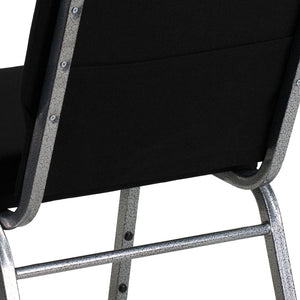 English Elm HERCULES 21''W Stacking Church Chair - Comfortable Seating for Flexible Layouts and Events Black Fabric/Silver Vein Frame XU-CH0221-BK-SV-GG