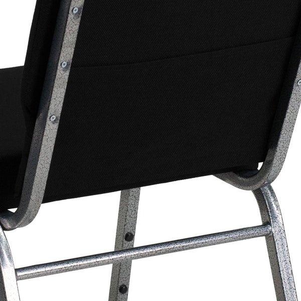 English Elm HERCULES 21''W Stacking Church Chair - Comfortable Seating for Flexible Layouts and Events Black Fabric/Silver Vein Frame XU-CH0221-BK-SV-GG