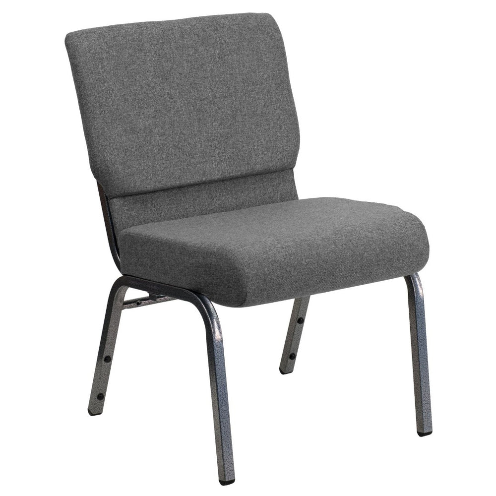 English Elm HERCULES 21''W Stacking Church Chair - Comfortable Seating for Flexible Layouts and Events Gray Fabric/Silver Vein Frame XU-CH0221-GY-SV-GG