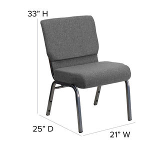 English Elm HERCULES 21''W Stacking Church Chair - Comfortable Seating for Flexible Layouts and Events Gray Fabric/Silver Vein Frame XU-CH0221-GY-SV-GG