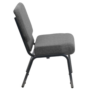 English Elm HERCULES 21''W Stacking Church Chair - Comfortable Seating for Flexible Layouts and Events Gray Fabric/Silver Vein Frame XU-CH0221-GY-SV-GG