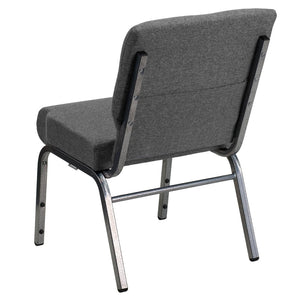 English Elm HERCULES 21''W Stacking Church Chair - Comfortable Seating for Flexible Layouts and Events Gray Fabric/Silver Vein Frame XU-CH0221-GY-SV-GG
