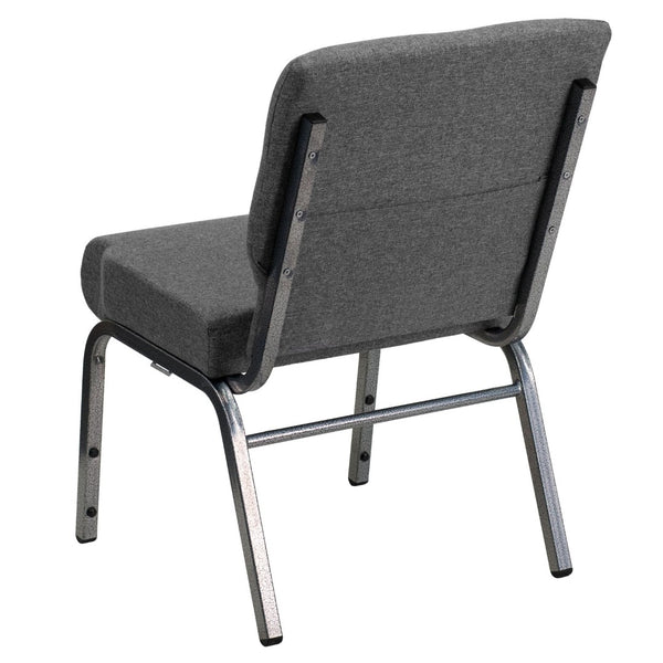 English Elm HERCULES 21''W Stacking Church Chair - Comfortable Seating for Flexible Layouts and Events Gray Fabric/Silver Vein Frame XU-CH0221-GY-SV-GG