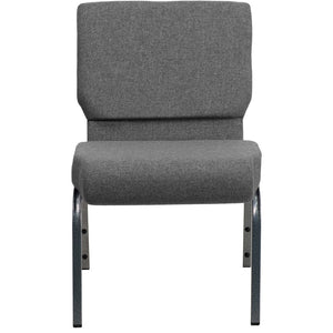 English Elm HERCULES 21''W Stacking Church Chair - Comfortable Seating for Flexible Layouts and Events Gray Fabric/Silver Vein Frame XU-CH0221-GY-SV-GG