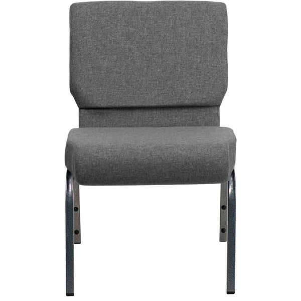 English Elm HERCULES 21''W Stacking Church Chair - Comfortable Seating for Flexible Layouts and Events Gray Fabric/Silver Vein Frame XU-CH0221-GY-SV-GG