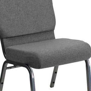 English Elm HERCULES 21''W Stacking Church Chair - Comfortable Seating for Flexible Layouts and Events Gray Fabric/Silver Vein Frame XU-CH0221-GY-SV-GG