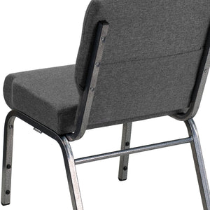 English Elm HERCULES 21''W Stacking Church Chair - Comfortable Seating for Flexible Layouts and Events Gray Fabric/Silver Vein Frame XU-CH0221-GY-SV-GG