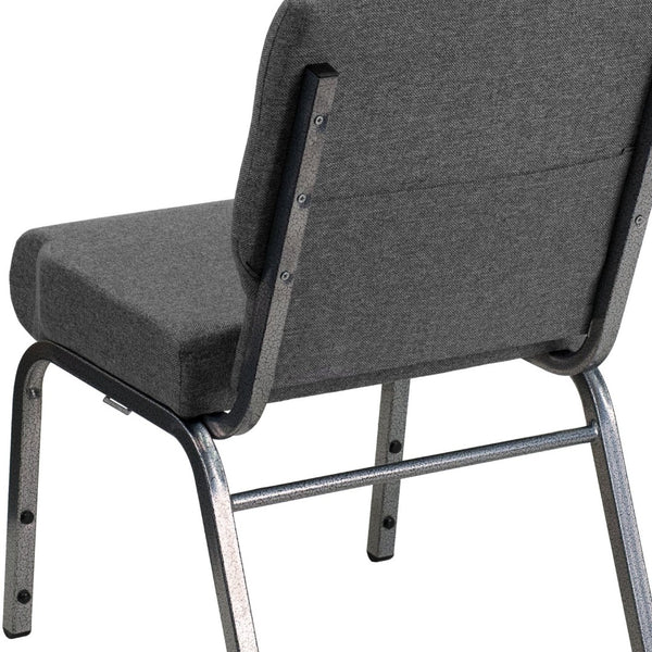 English Elm HERCULES 21''W Stacking Church Chair - Comfortable Seating for Flexible Layouts and Events Gray Fabric/Silver Vein Frame XU-CH0221-GY-SV-GG