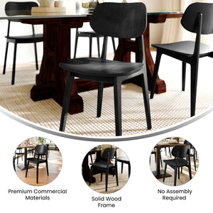 English Elm Verona Solid Beechwood Dining Chair with Curved Oval Backrest for Elegant Comfort in Any Space Black XU-CH10367-3-BLK-GG