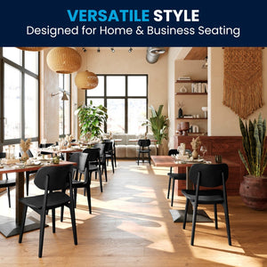 English Elm Verona Solid Beechwood Dining Chair with Curved Oval Backrest for Elegant Comfort in Any Space Black XU-CH10367-3-BLK-GG