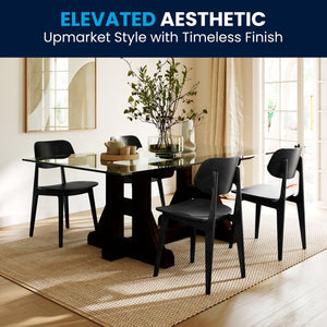 English Elm Verona Solid Beechwood Dining Chair with Curved Oval Backrest for Elegant Comfort in Any Space Black XU-CH10367-3-BLK-GG