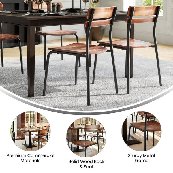 English Elm Cyprus Commercial Grade Solid Wood Dining Chair with Sturdy Metal Frame for Rustic Dining Spaces Antique Copper XU-CH10443-ANTCPR-GG
