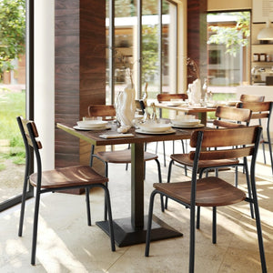 English Elm Cyprus Commercial Grade Solid Wood Dining Chair with Sturdy Metal Frame for Rustic Dining Spaces Antique Copper XU-CH10443-ANTCPR-GG