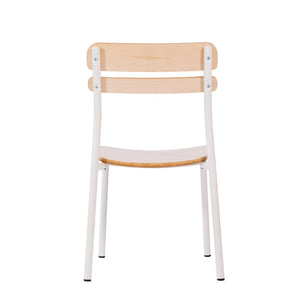 English Elm Cyprus Commercial Grade Solid Wood Dining Chair with Sturdy Metal Frame for Rustic Dining Spaces Antique White XU-CH10443-ANTWHT-GG