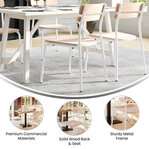 English Elm Cyprus Commercial Grade Solid Wood Dining Chair with Sturdy Metal Frame for Rustic Dining Spaces Antique White XU-CH10443-ANTWHT-GG