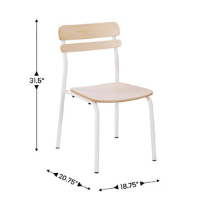 English Elm Cyprus Commercial Grade Solid Wood Dining Chair with Sturdy Metal Frame for Rustic Dining Spaces Antique White XU-CH10443-ANTWHT-GG