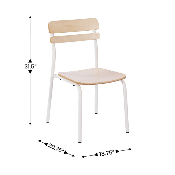 English Elm Cyprus Commercial Grade Solid Wood Dining Chair with Sturdy Metal Frame for Rustic Dining Spaces Antique White XU-CH10443-ANTWHT-GG