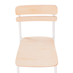 English Elm Cyprus Commercial Grade Solid Wood Dining Chair with Sturdy Metal Frame for Rustic Dining Spaces Antique White XU-CH10443-ANTWHT-GG