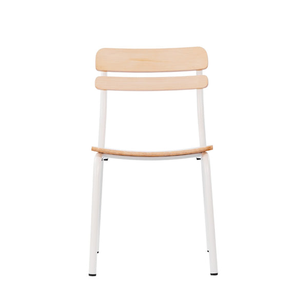 English Elm Cyprus Commercial Grade Solid Wood Dining Chair with Sturdy Metal Frame for Rustic Dining Spaces Antique White XU-CH10443-ANTWHT-GG