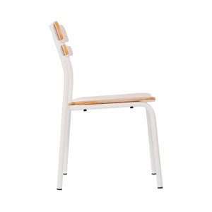 English Elm Cyprus Commercial Grade Solid Wood Dining Chair with Sturdy Metal Frame for Rustic Dining Spaces Antique White XU-CH10443-ANTWHT-GG