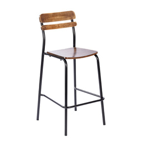 English Elm Cyprus Commercial Grade Solid Wood Bar Stool with Sturdy Metal Frame for Modern Dining Spaces Antique Copper XU-CH10443B-ANTCPR-GG