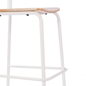 English Elm Cyprus Commercial Grade Solid Wood Bar Stool with Sturdy Metal Frame for Modern Dining Spaces Antique White XU-CH10443B-ANTWHT-GG