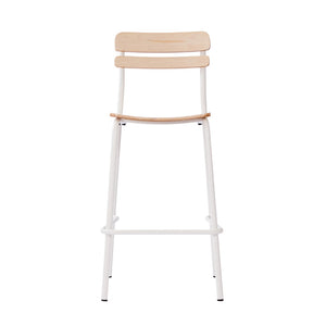 English Elm Cyprus Commercial Grade Solid Wood Bar Stool with Sturdy Metal Frame for Modern Dining Spaces Antique White XU-CH10443B-ANTWHT-GG