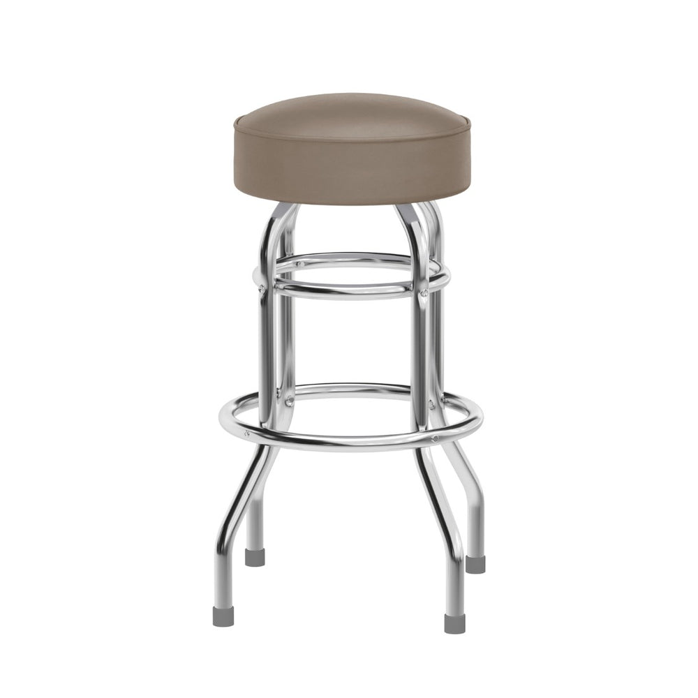 English Elm Bruno Double Ring Chrome Barstool with Swivel Seat – Durable, Stylish Seating for Bars & Homes Beige XU-D-100-BEIGE-GG