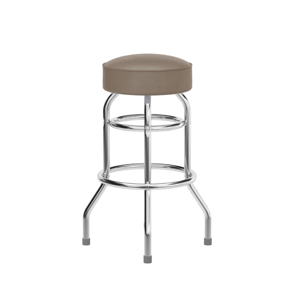 English Elm Bruno Double Ring Chrome Barstool with Swivel Seat – Durable, Stylish Seating for Bars & Homes Beige XU-D-100-BEIGE-GG