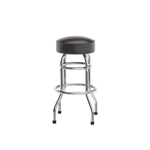 English Elm Bruno Double Ring Chrome Barstool with Swivel Seat – Durable, Stylish Seating for Bars & Homes Dark Brown XU-D-100-DKBRN-GG