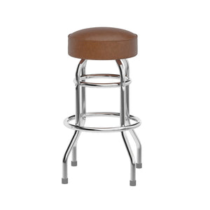 English Elm Bruno Double Ring Chrome Barstool with Swivel Seat – Durable, Stylish Seating for Bars & Homes Weathered Brown XU-D-100-WBRN-GG