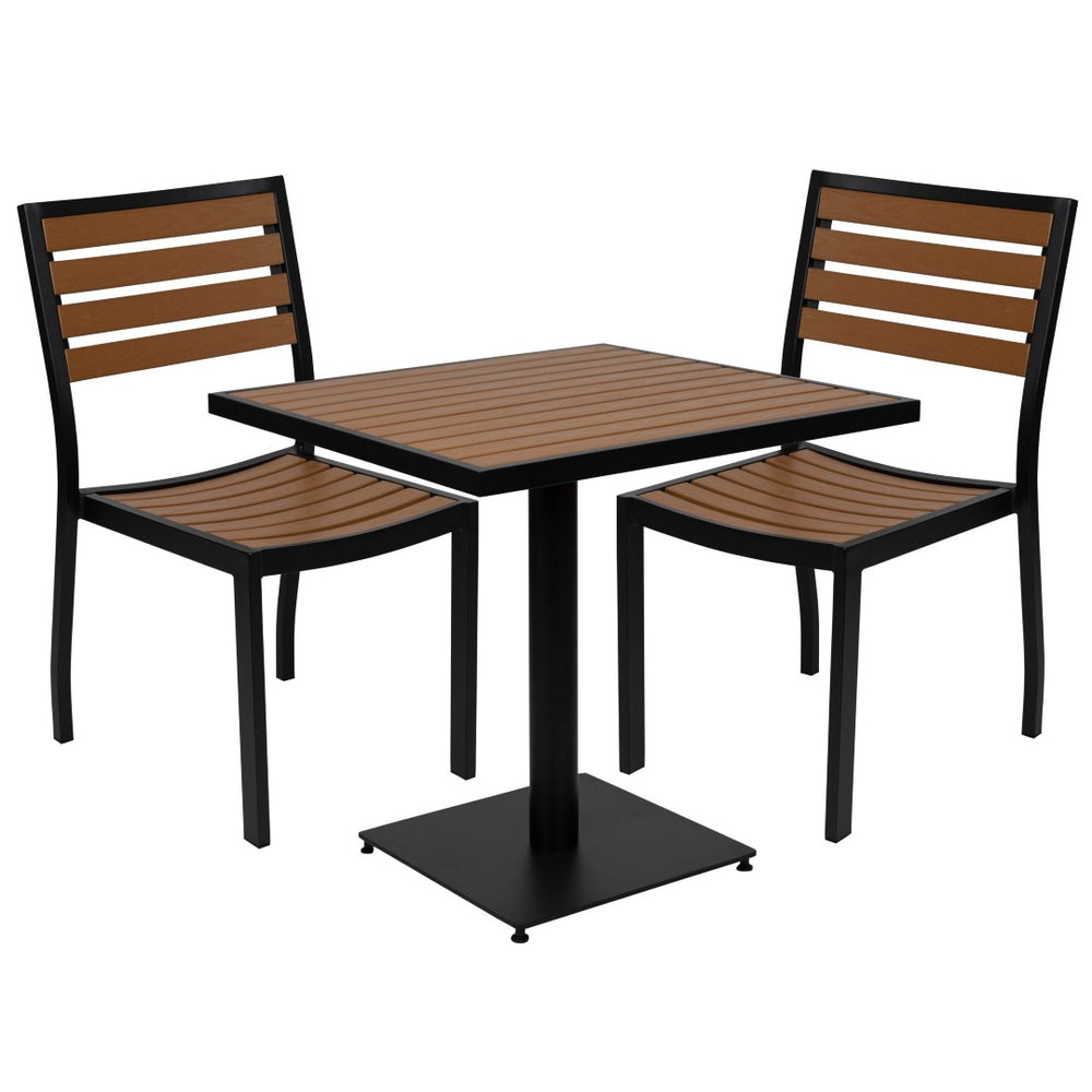 English Elm Lark Outdoor Bistro Dining Set for 2 - Compact Table & Chairs with Faux Teak Finish, Durable & Stylish XU-DG-10456033-GG