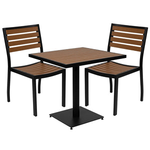 English Elm Lark Outdoor Bistro Dining Set for 2 - Compact Table & Chairs with Faux Teak Finish, Durable & Stylish XU-DG-10456033-GG