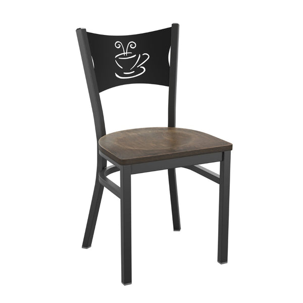 English Elm HERCULES Series Stylish Metal Dining Chair - Durable Design Perfect for Restaurants and Homes Antique Copper Wood Seat/Black Metal Frame XU-DG-60099-COF-ACPW-GG