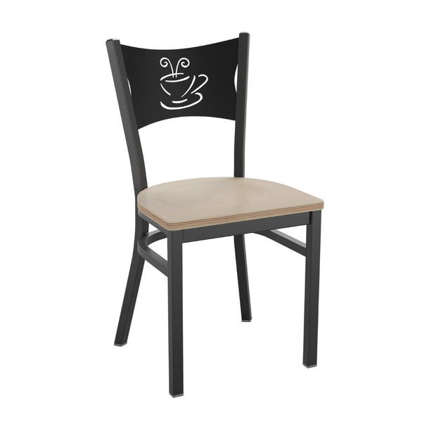 English Elm HERCULES Series Stylish Metal Dining Chair - Durable Design Perfect for Restaurants and Homes Antique White Wood Seat/Black Metal Frame XU-DG-60099-COF-AWHW-GG
