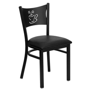 English Elm HERCULES Stylish Coffee Back Metal Restaurant Chair - Durable, Comfortable, and Perfect for Any Space Black Vinyl Seat/Black Metal Frame XU-DG-60099-COF-BLKV-GG