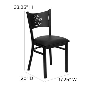 English Elm HERCULES Stylish Coffee Back Metal Restaurant Chair - Durable, Comfortable, and Perfect for Any Space Black Vinyl Seat/Black Metal Frame XU-DG-60099-COF-BLKV-GG