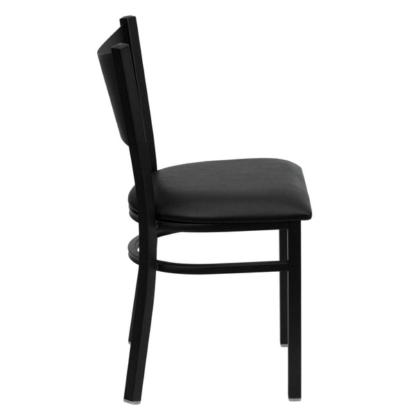 English Elm HERCULES Stylish Coffee Back Metal Restaurant Chair - Durable, Comfortable, and Perfect for Any Space Black Vinyl Seat/Black Metal Frame XU-DG-60099-COF-BLKV-GG