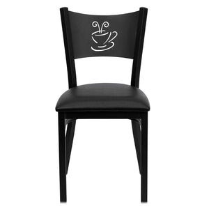 English Elm HERCULES Stylish Coffee Back Metal Restaurant Chair - Durable, Comfortable, and Perfect for Any Space Black Vinyl Seat/Black Metal Frame XU-DG-60099-COF-BLKV-GG