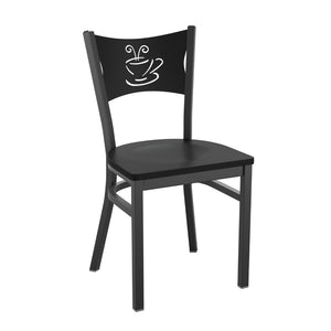 English Elm HERCULES Series Stylish Metal Dining Chair - Durable Design Perfect for Restaurants and Homes Black Wood Seat/Black Metal Frame XU-DG-60099-COF-BLKW-GG