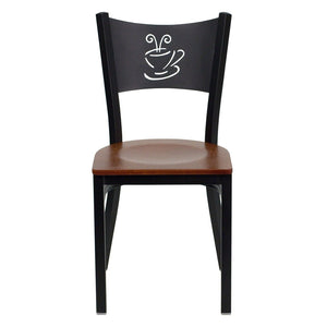 English Elm HERCULES Stylish Coffee Back Metal Restaurant Chair - Durable, Comfortable, and Perfect for Any Space Cherry Wood Seat/Black Metal Frame XU-DG-60099-COF-CHYW-GG