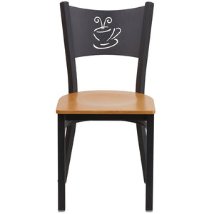 English Elm HERCULES Stylish Coffee Back Metal Restaurant Chair - Durable, Comfortable, and Perfect for Any Space Natural Wood Seat/Black Metal Frame XU-DG-60099-COF-NATW-GG