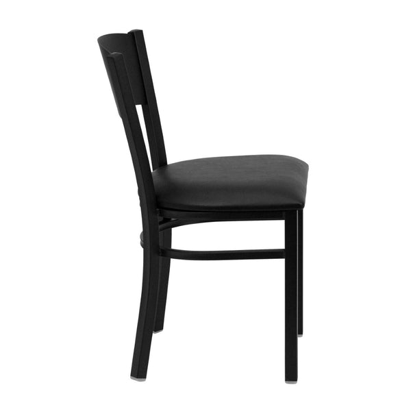 English Elm HERCULES Series Durable Circle Back Metal Dining Chair - Modern Design for Restaurants & Homes Black Vinyl Seat/Black Metal Frame XU-DG-60119-CIR-BLKV-GG